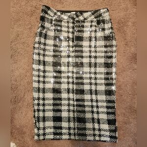 Anthropologie/Pilcro Sequins Houndstooth Pencil Skirt, Sz 4